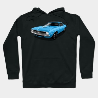 1970 Plymouth Barracuda in Blue Fire Hoodie